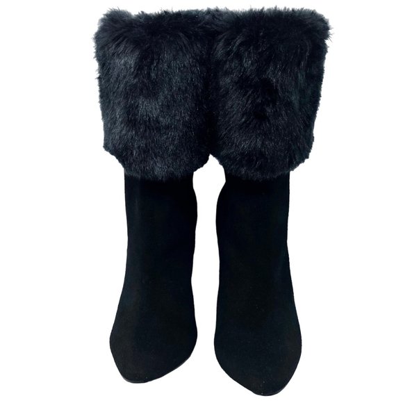 Very Volatile Hepburn Women's Fold Over Convertible Faux Fur High Heel Boot Sz 1 - Picture 3 of 13